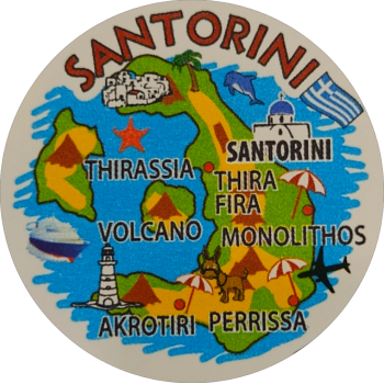 Μαγνητάκι  γυάλινο 34mm (χάρτης Σαμτορίνης)