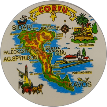 Μαγνητάκι  γυάλινο 34mm (χάρτης Κέρκυρας)