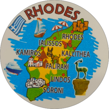 Μαγνητάκι  γυάλινο 34mm (χάρτης Ρόδου)