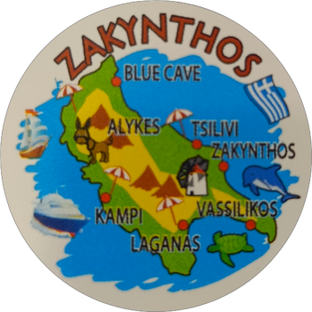 Μαγνητάκι  γυάλινο 34mm (χάρτης Ζακύνθου)
