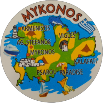 Μαγνητάκι  γυάλινο 34mm (χάρτης Μύκονου)