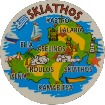Μαγνητάκι  γυάλινο 34mm (χάρτης Σκιάθου)